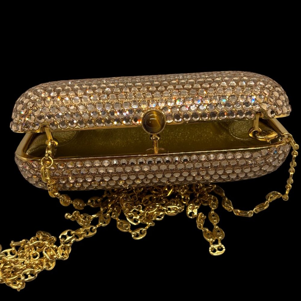 NWT J Tiras Gold Crystal Crossbody Purse/clutch